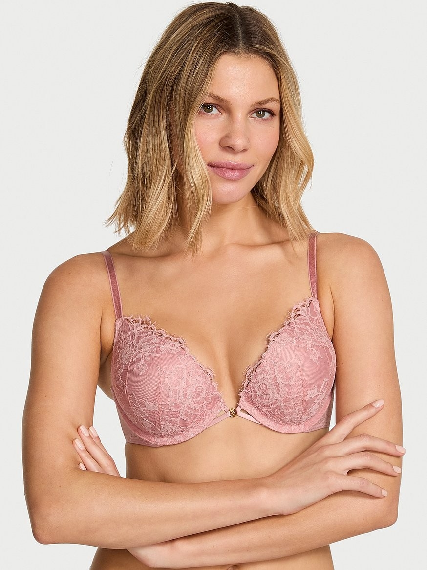 Victoria's Secret Bombshell Add-2-Cups Rose Lace Shimmer Push-Up 36d